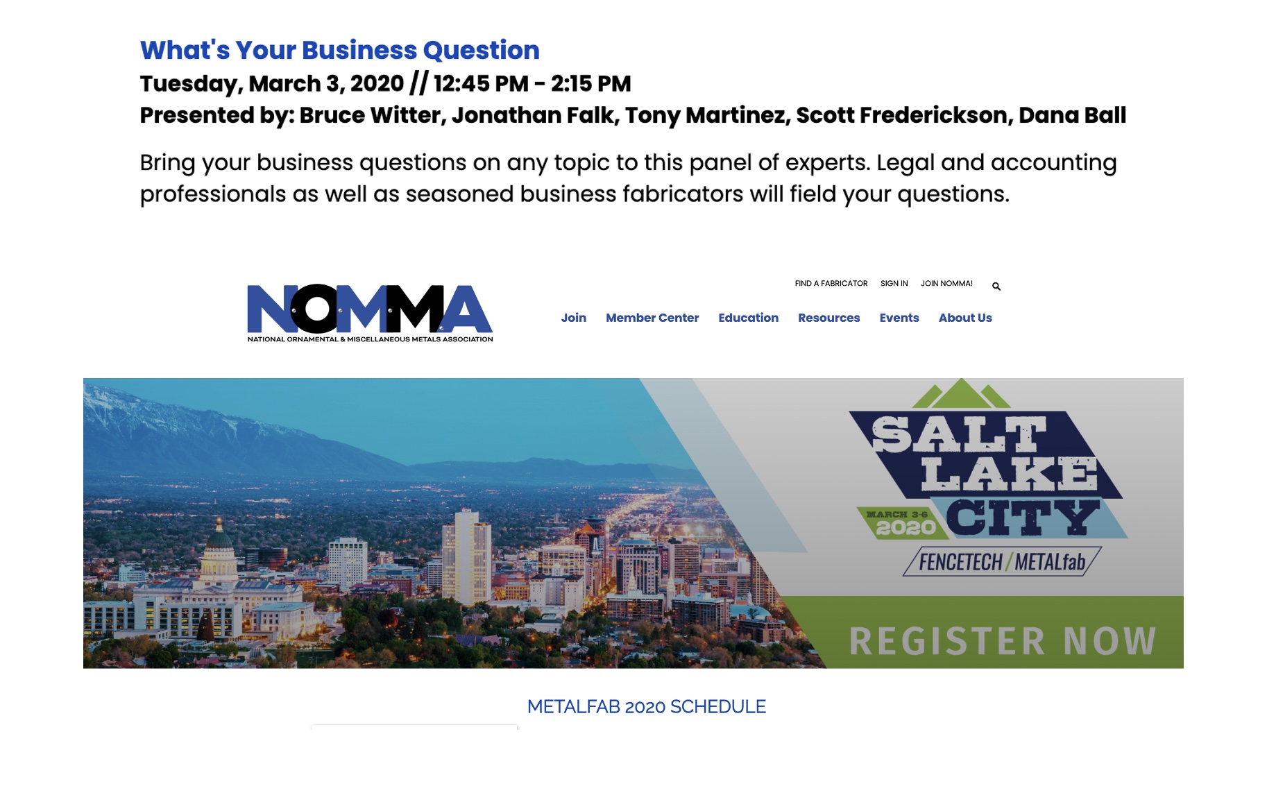 NOMMA What's Your Business Question